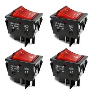 30A 250V AC DPST 4핀 보트 함께 빨간색 상업용 토글 사용하는 주방 스위치 4팩 T125 푸드 켜짐/꺼짐 장비