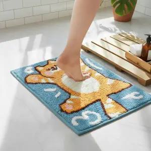 처비캣 고양이 디자인 흡수력 좋은 극세사 현관 발매트 2컬러