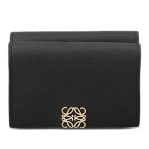 로에베 아나그램 페블 가죽 트리폴드 지갑 C821TR2X16 1206 BLACKGOLD