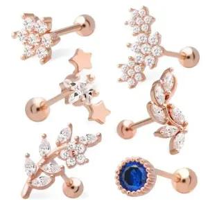 여자피어싱 금침 큐빅 별 꽃 스틱 골드핀 피어싱 14K
