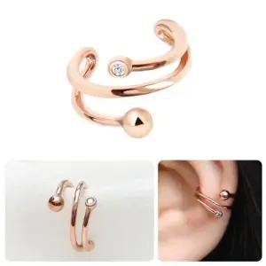 데일리이어커프 레이어드 세줄 로즈골드 링 귀찌 이어커프 14KGP