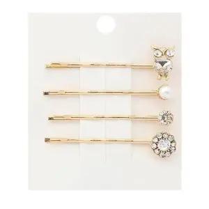 [오너클랜]TBZ 큐빅포인트 부엉이 헤어핀 4종세트 골드 로맨틱헤어핀