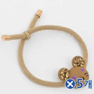 [오너클랜]TBZ 하트눈 큐빅포인트 쥐 머리끈 브라운x5개 기본머리끈