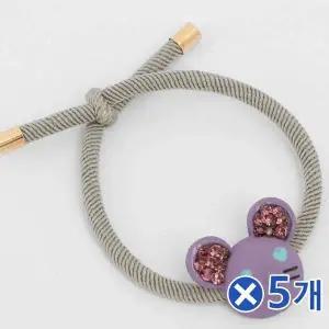 [오너클랜]TBZ 하트눈 큐빅포인트 쥐 머리끈 퍼플x5개 머리고무줄