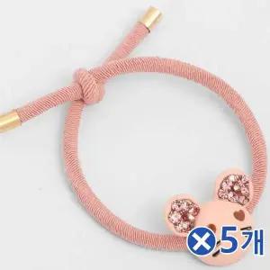 [오너클랜]TBZ 하트눈 큐빅포인트 쥐 머리끈 핑크x5개 헤어고무줄