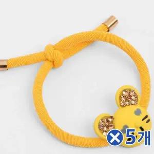 [오너클랜]TBZ 하트눈 큐빅포인트 쥐 머리끈 옐로우x5개 머리고무줄