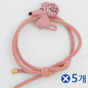 [오너클랜]TBZ 큐빅포인트 눈웃음 쥐 머리끈 핑크x5개 헤어고무줄