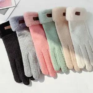 손목 라벨 포인트 털장갑 터치장갑 ST394 장갑 털장갑