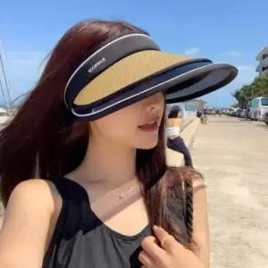 [JED] 자외선차단 라탄 챙넓은 여름 썬캡 모자 돌돌이 밀짚 여성