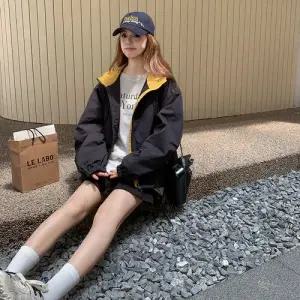 무천도사 여자 여사친 가을 캐주얼 바람막이 코트 잠바 KKE3