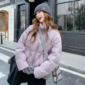 앤트맨 오리털 차이나카라 투포켓 스트링 다운 보온 도톰 연보라색 점퍼 여친 OPH1