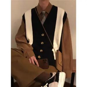 EAMT 빈티지 남친 니트 브이넥 가디건 시티보이 조끼 봄가을 루즈핏 나시 톱 YJ3