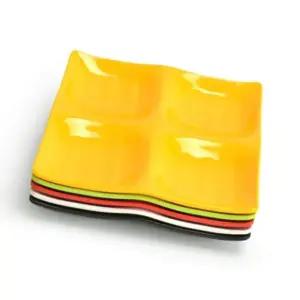 일식집 반찬 그릇 소 노랑색 스시 메라민 4칸