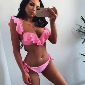 언더붑 탱크탑 비키니 홀터넥 커버업 수영복 여자 섹시한 두 조각 레이스 삼각형 가방 솔리드 컬러 프릴 여