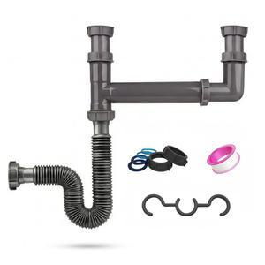 더블 볼 주방 싱크대 배수 키트 u2013 출구 폐기물을 위한 1-1/2인치 배수구 조절 가능한 너비(11