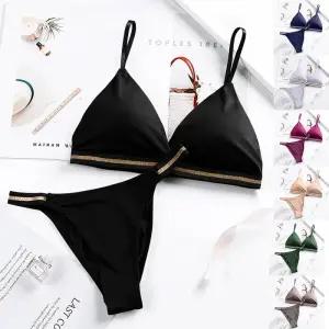 언더붑 탱크탑 비키니 홀터넥 커버업 수영복 섹시 솔리드 할로우 스트라이프 여성 세트 비치 밀어