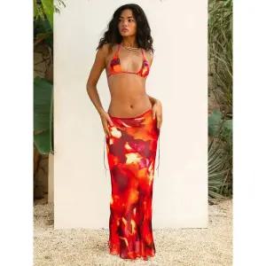 언더붑 탱크탑 비키니 홀터넥 커버업 수영복 섹시한 얼룩말 줄무늬 3 피스 세트 여름 비치웨어 삼각형 비치