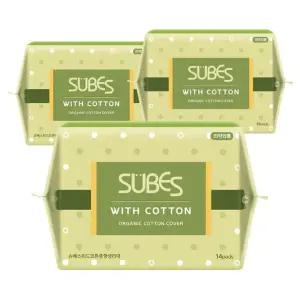 [슈베스] 위드코튼 유기농 순면커버 생리대 3팩 / 중형 대형 오버나이트 팬티라이너 슈퍼 롱 모음전