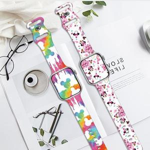 디즈니 컬러풀 미치 실리콘 프린트 스트랩 애플 워치 11 10 9 8 밴드 교체 가능한 워치밴드 iWatch 46mm