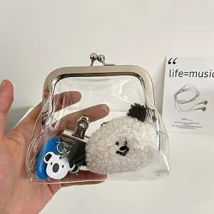 WL 투명 PVC 똑딱이 카드 동전 지갑 파우치 클러치 용돈 엔화 지갑