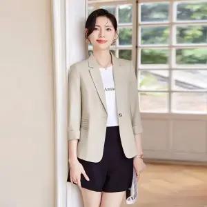 피로달 여사친 분홍 캐주얼 반팔 재킷 정장 양복 봄가을 상의 코트 7부 HO2