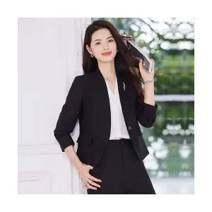 여자 정장 자켓 노카라 코트 가을 오피스룩 캐주얼 쇼트 상의 춘추 ST3