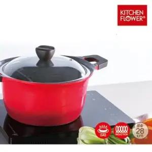 인덕션 키친플라워 쿨인덕션 세라믹 냄비 곰솥 코팅 IH 28CM