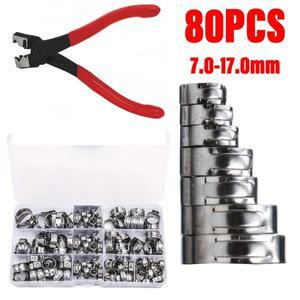 80개입 박스형 스테인리스 스틸 싱글 이어 클램프 호스 아메리칸 스타일 스로트 플라이어 다양한 사양