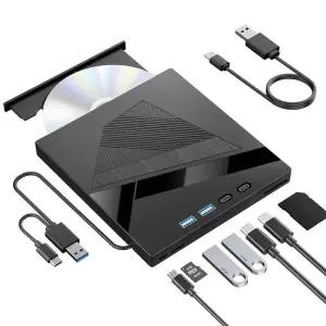 CD롬 플레이어 휴대용 CDDVD 드 USB 30 Type-C 외부 CD RW 버너 DVD 리더 노트북 PC 넷북용