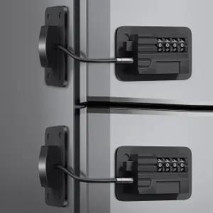 키지시 냉장고 잠금장치 2팩 헤비 듀티 콤비네이션 캐비닛 창문 및 서랍용 강력한 비표시 드릴링 금지 블랙