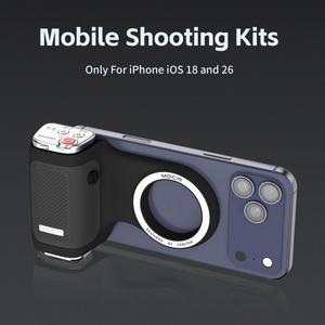 COMITOK 마그네틱 폰 그립 리모컨 포함 휴대용 촬영 핸들 아이폰 호환 브이로그 비디오용 한 수동 쉽게 조