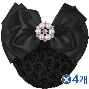 [골드스마일]TBZ 단아한 진주장식 리본 헤어망x4개 유아헤어핀