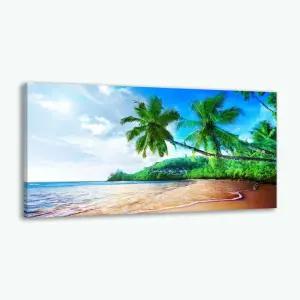 거실용 Cpwaxf 캔버스 월 아트 여름 열대 야자수 오션 프린트 바다 파도 코코넛 나무 해변 풍경 자연 그림