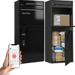 초대형 스마트 편지 및 패키지 드롭 박스 19.6 x 14.8 47.2인치 안전한 코드 잠금 방수 기능 OTP/App