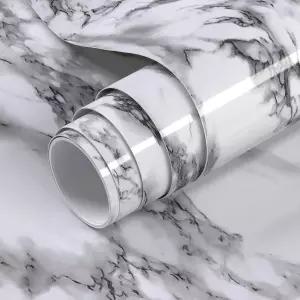 흑백 대리석 접촉 용지 15.7 x 78.7 인치 필 앤 스틱 벽지 비닐 셀프 탈착식 방수 조리대 캐비닛 선반