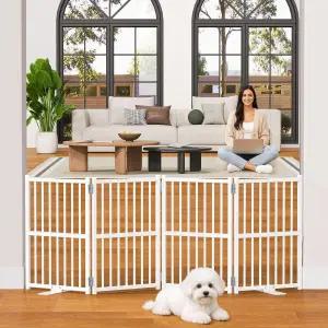 스너홈 도그 게이트 실내 23.62인치 H 프리스탠딩 숏 도어 도어웨이용 최대 63.78인치 와이드 접이식 펫