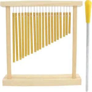 타악기 차임즈 악기 20 구리 막대 외줄 풍등 나무 스탠드 스틱 포함 음악 학습용 골든 38.8 x 27 5cm