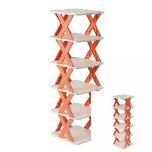 ( )조립식 신발정리대 6단 오렌지 좁은신발장 신발받침대