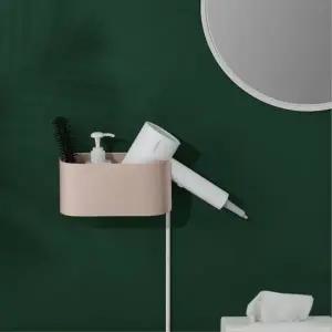 (색상 화이트(베이지))드라이기 거치대 칸막이 무타공 디자인 북유럽 스타일 욕실