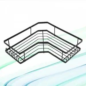 (색상 블랙)무타공 욕실 선반 접착식 코너 정리대 공간활용 수납