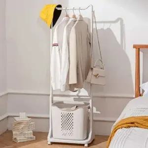 (옵션 1단)이동식 빨래 바구니 1단 세탁실정리바구니 빨래정리대 세탁실수납바구니 주방이동식수납 이동식