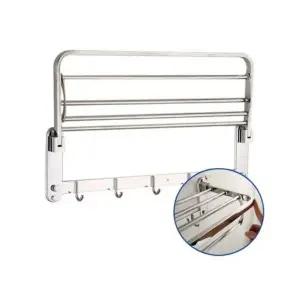 (크기 60cm)다용도 접이식 욕실 수건 선반 2단 타올걸이 욕실타올걸이 정리대 수납 수납장 욕실용