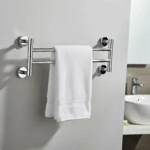 ( )스테인리스 2단 회전 수건걸이 욕실 타월 행거 벽걸이 선반 35cm