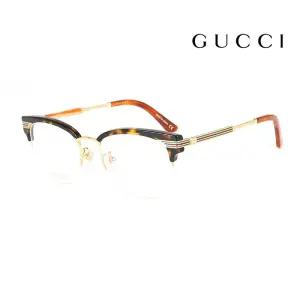 명품 안경테 GG0201O 002 라운드 반무테 여자 남자 안경