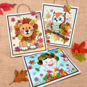 만들기 USF344B6 낙엽 스티커 입체 가을 액자 (3인용)