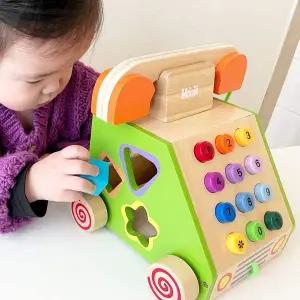 (다담교육) WVI339O1 알록달록 원목 도형 전화기