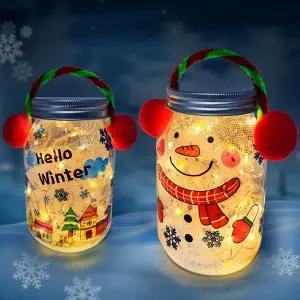 겨울 DLE358I4 눈사람 투명 보틀 LED 장식 조명 만들기(4인묶음포장)