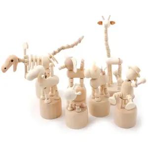 움직이는 원목인형 동물 모형 관절 나무 목각 인형