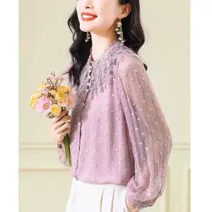[루미루나]로망스자수시스루블라우스
