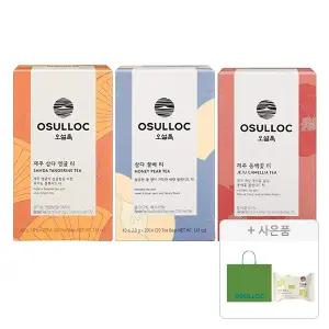 오설록 베스트 티 3종세트 60입 (삼다꿀배티+제주동백꽃+삼다영귤티) +증정(쇼핑백, 웨하스)